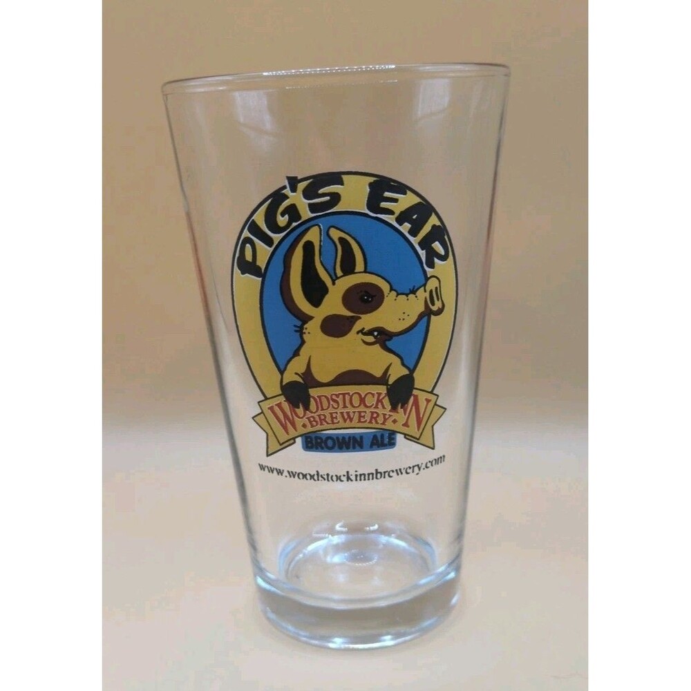 Pig’s Ear Woodstock Brewery NH Classic Bar Pint Drinking Glass